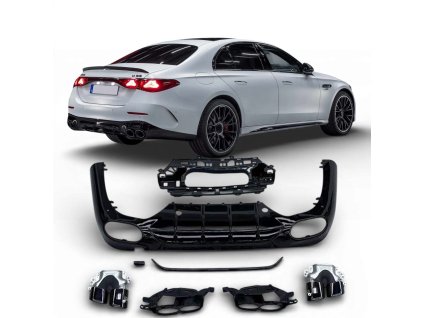 Difuzor + koncovky výfuku 2x2 (ČERNÝ) pro Mercedes třídy E W214