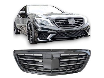 Přední maska Mercedes S-Class W222 (2013–2017) - černá, lesklá