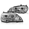 Přední světla xenon D1S 3D LED DRL angel eyes, AFS BMW X5 E70 2007-2010 chromová