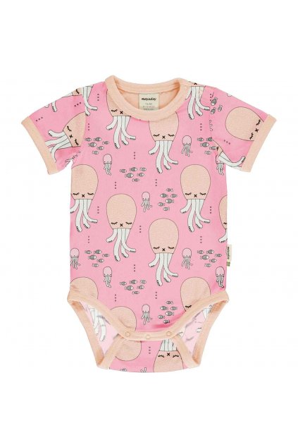 biobavlna divci body pro miminko s kratkym rukavem CUTE SQUID meyadey