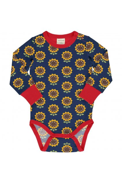 biobavlnene body pro miminka s dlouhym rukavem sunflower maxomorra (1)