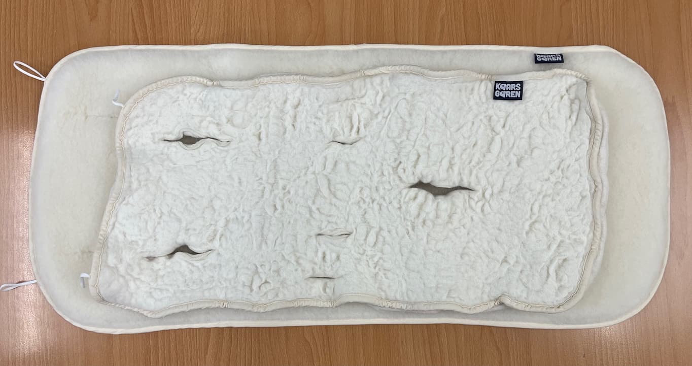 Poškozená merino vložka položená na nepoškozené