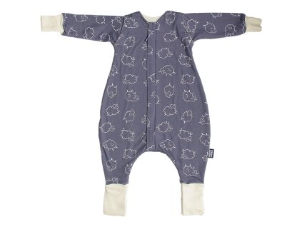 Merino spací pytel s nohavicemi šedé ovečky – přední pohled