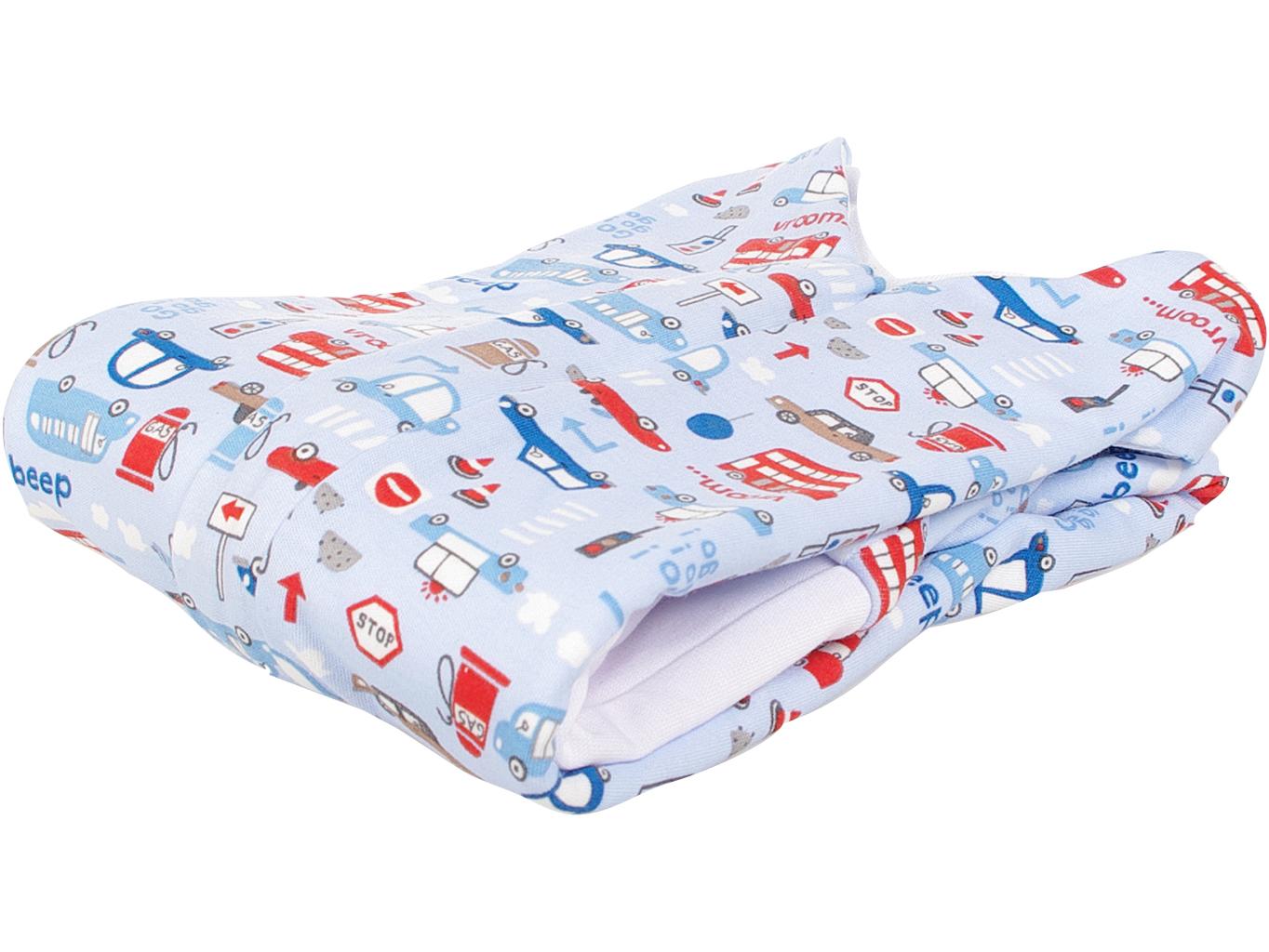 Letní spací pytel s nožičkami 60 cm bambus modrý autíčka