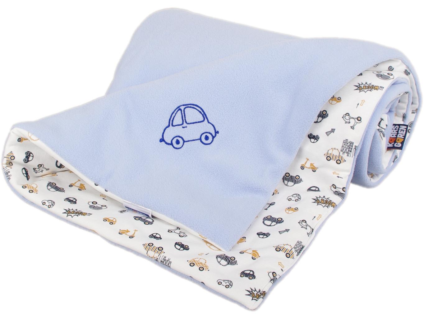 Zateplená dětská deka 100x70 cm modrá smetanová autíčka Kaarsgaren