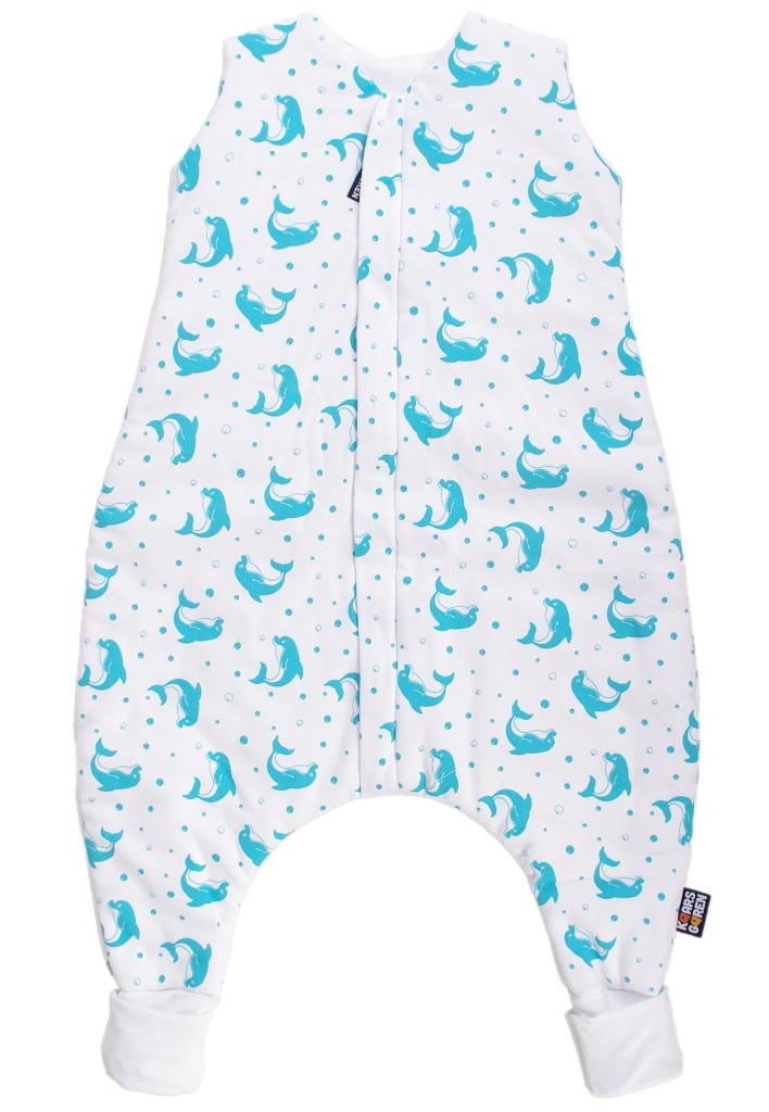 Letní bio spací pytel s nožičkami 100 cm delfínci aqua Kaarsgaren