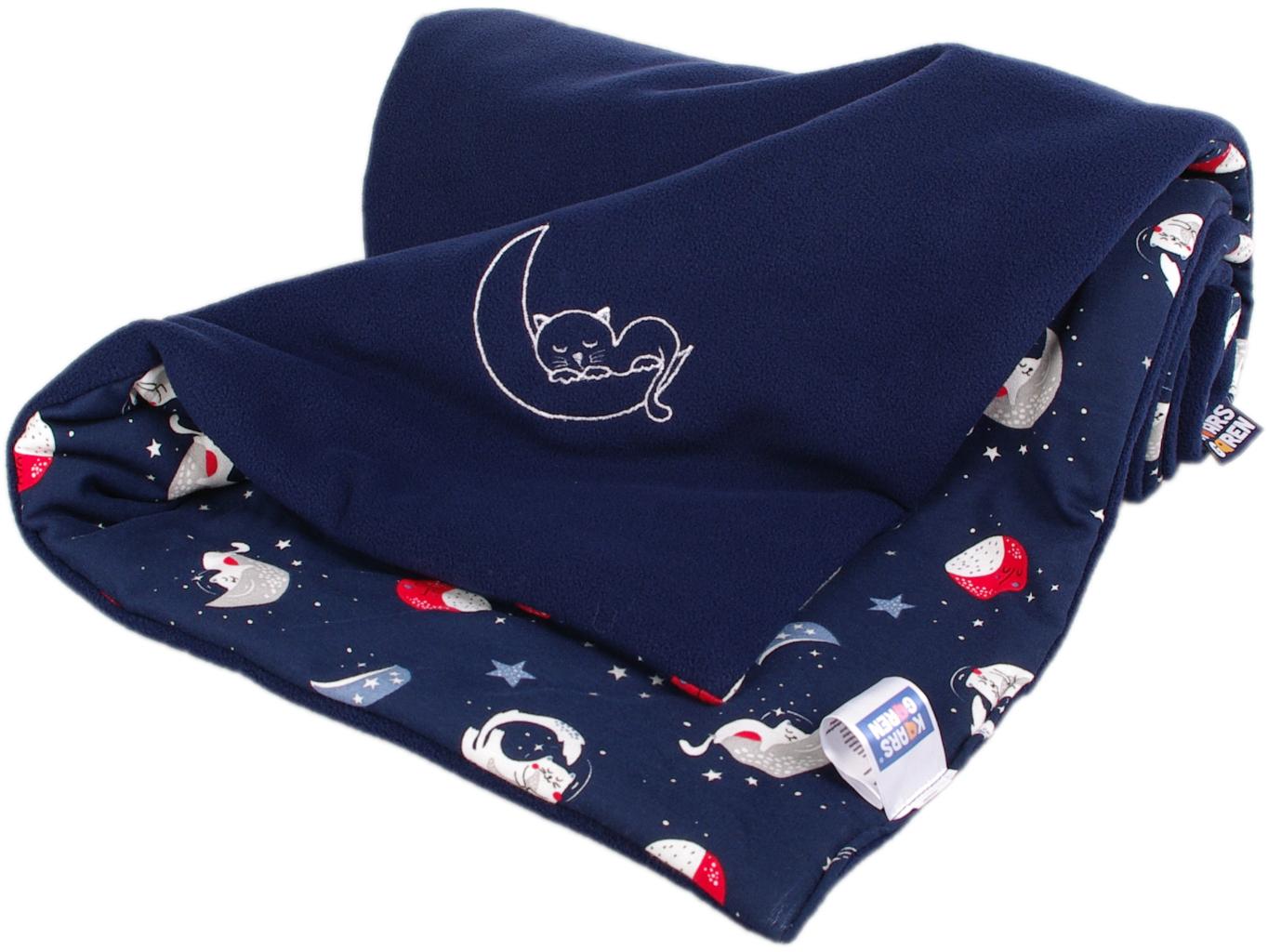 Zateplená dětská deka 100x70 cm tmavomodrá kočičky Kaarsgaren