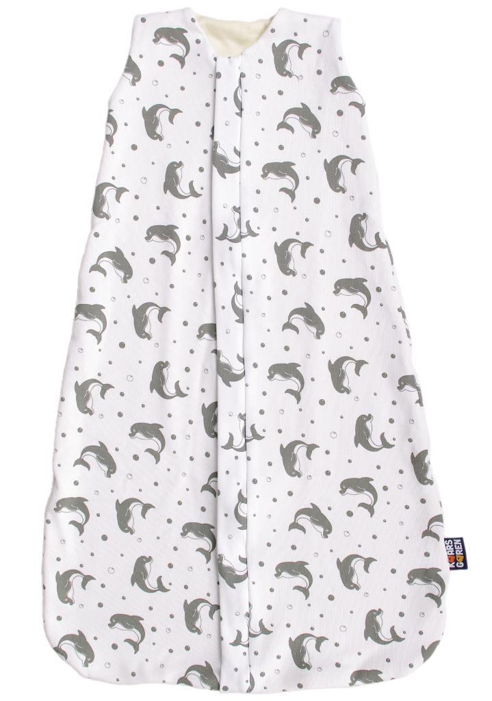 Celoroční merino spací pytel 70 cm bio šedí delfínci Kaarsgaren
