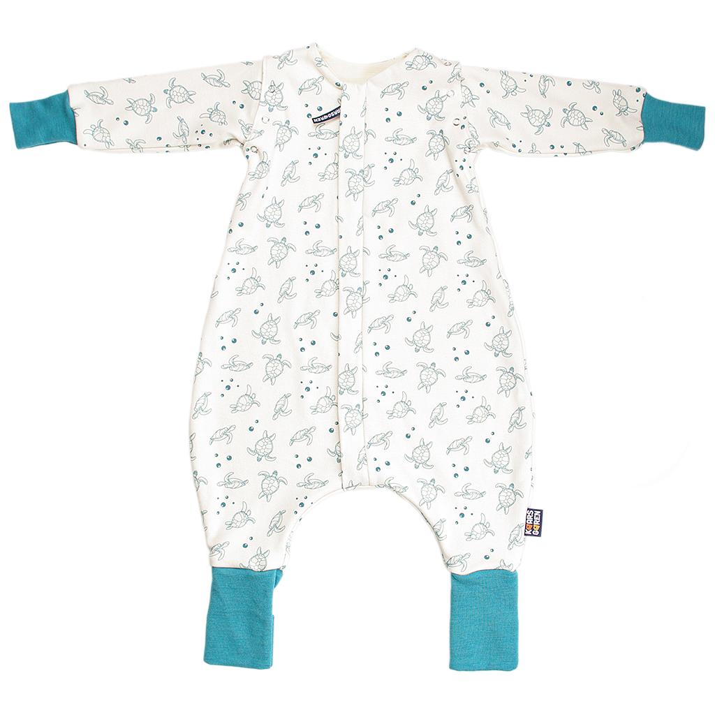 Merino spací pytel s rukávy 70 cm bio želvy zelené nohavice Kaarsgaren
