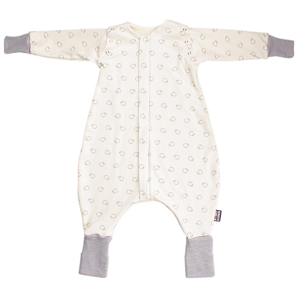 Merino spací pytel s rukávy 60 cm bio beránci šedé nohavice Kaarsgaren