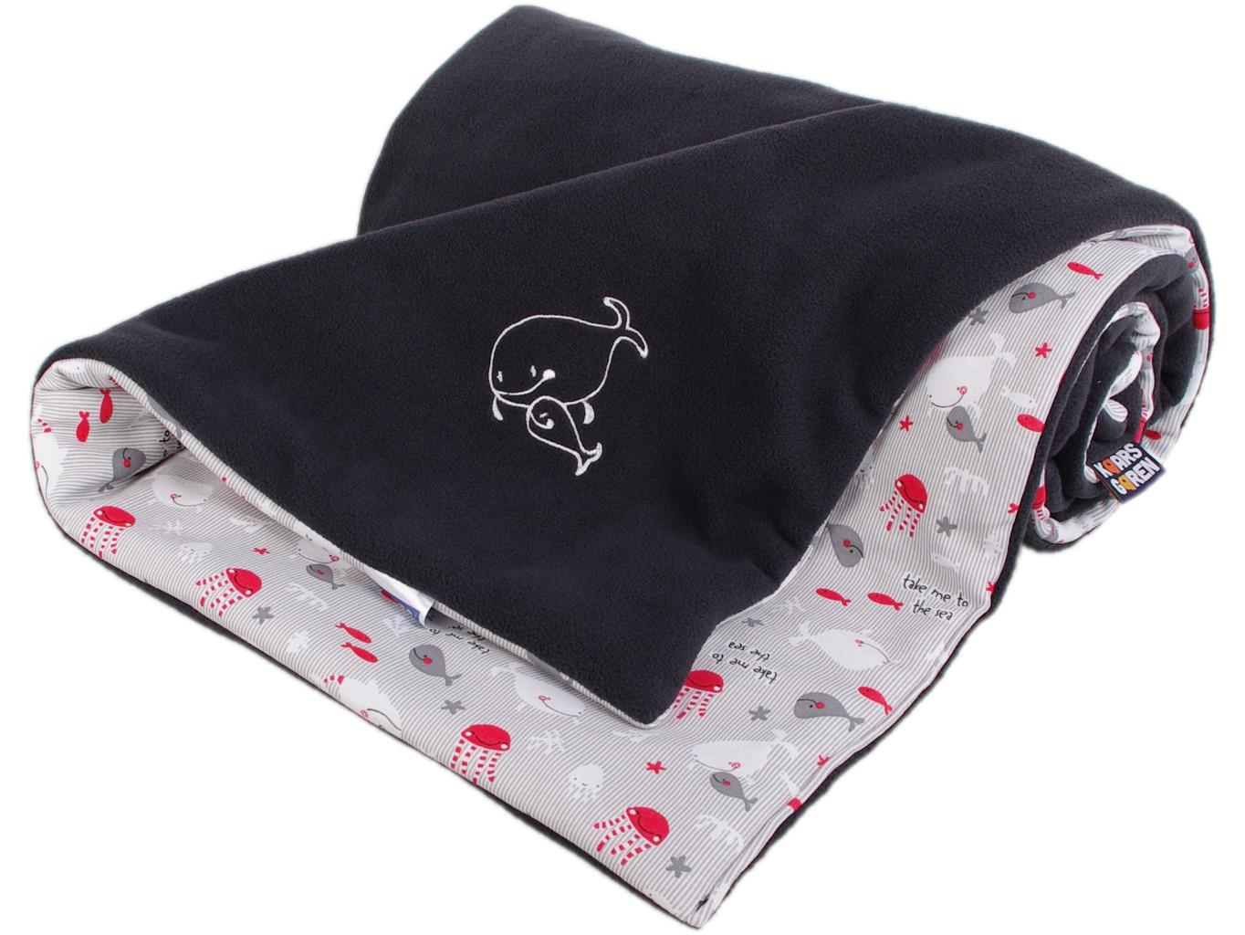 Zateplená dětská deka 100x70 cm šedá rybičky Kaarsgaren