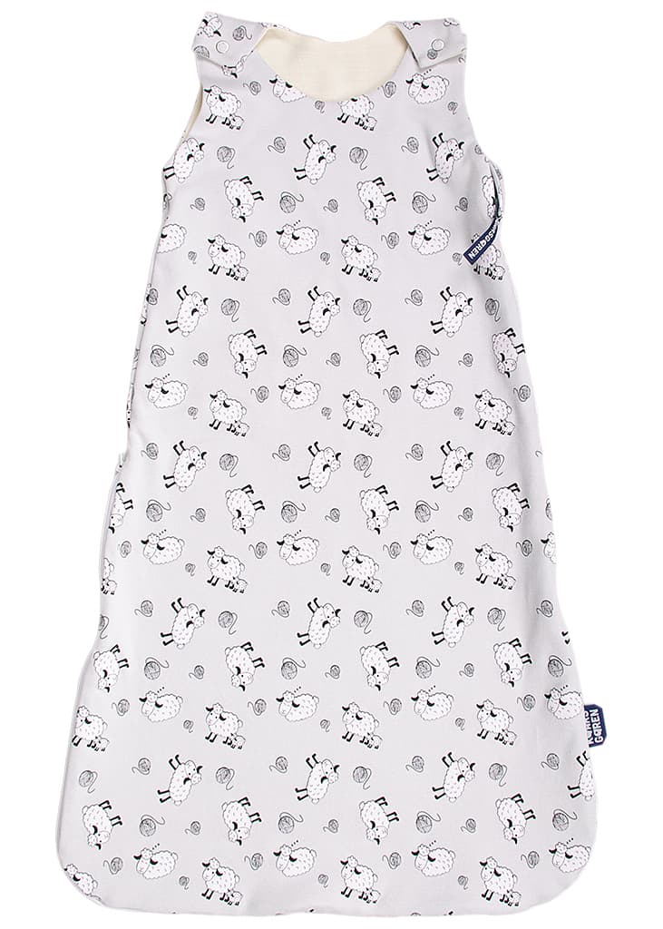 Merino spací pytel 70 cm bio ovečky šedé zip na boku Kaarsgaren