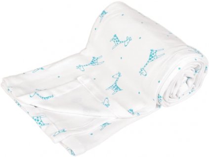 3012 letna deka 150x200cm z biobavlny zirafy aqua