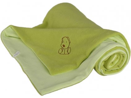 732 detska deka zelena s psikom fleece bavlna