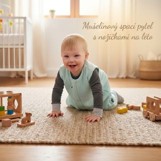 Léto, lehkost a volnost pohybu ☀️🤍 Mušelínový spací pytel s nožičkami je ideální na teplejší dny i noci. Prodyšný, měkký a...