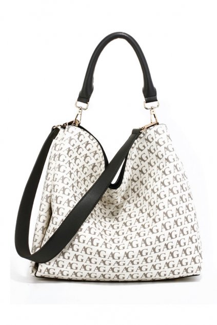 Bílá hobo kabelka Anna Grace s potiskem