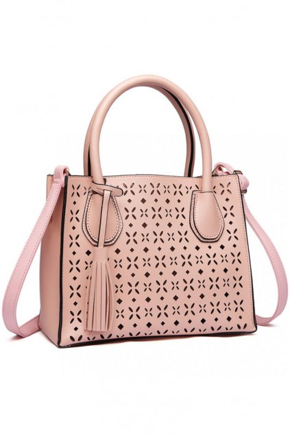 Růžová perforovaná kabelka do ruky