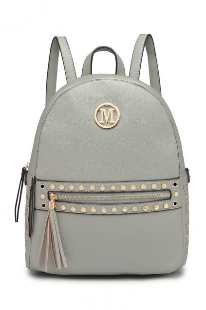 Šedý batoh Miss Lulu se zlatými doplňky