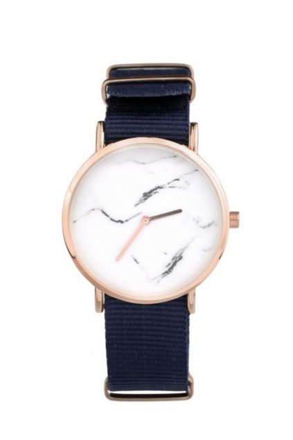 Tmavě modré textilní hodinky s mramorovým motivem