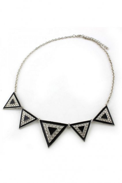 Velký černo-stříbrný náhrdelník Geometric