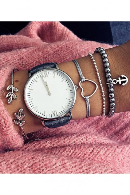 Šedo-modrá sada čtyř náramků