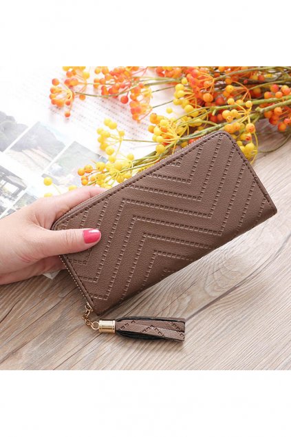 Elegantní hnědá peněženka na zip