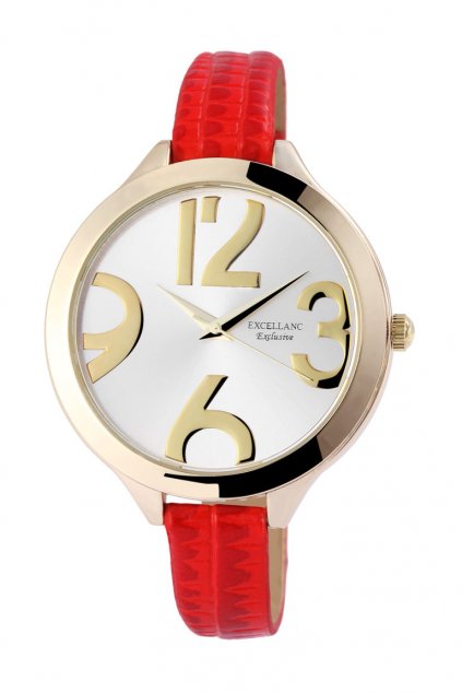 Moderní červené dámské hodinky s úzkým páskem