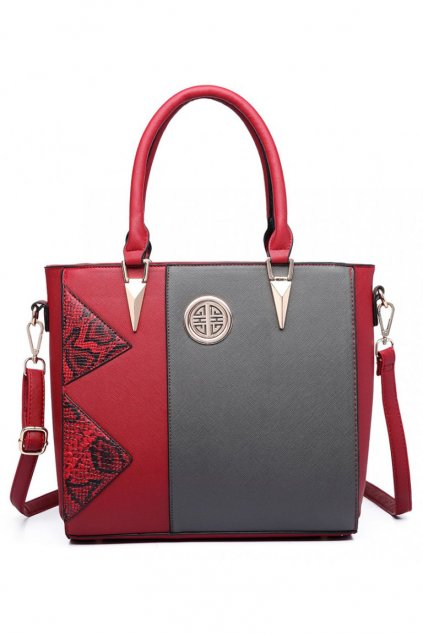 Červeno-šedá moderní kabelka LT1654