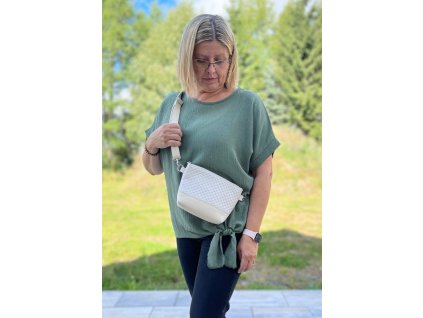 Crossbody kabelka/ledvinka Vanilková s béžovou