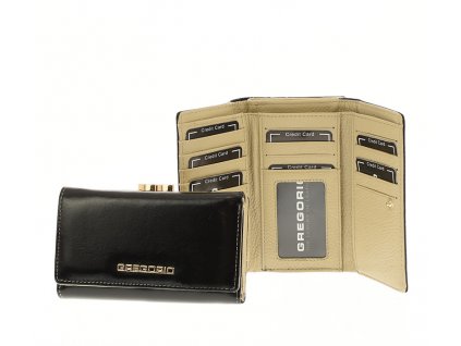 Malá kožená peněženka GREGORIO v dárkové krabičce - černá