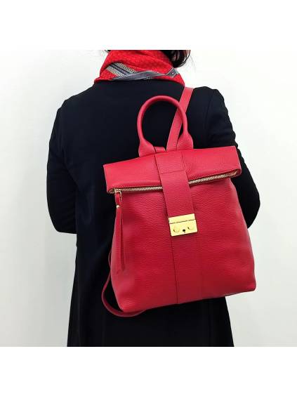 Dámsky kožený ruksak 5852 červený