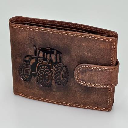 Pánska kožená peňaženka – hnedá s reliéfom Traktor