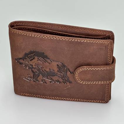 Pánska kožená peňaženka – hnedá s reliéfom Diviak