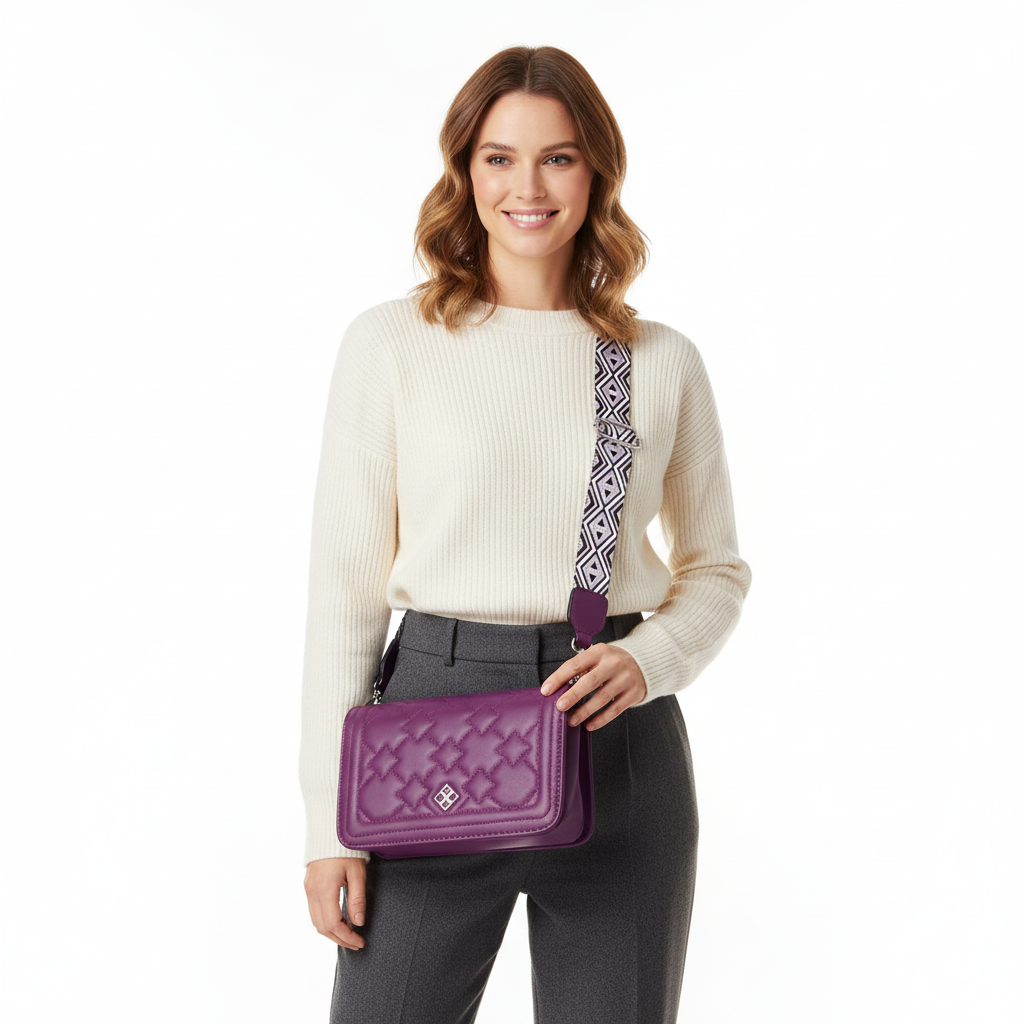 Dámska crossbody kabelka ML-191/M tmavo rúžová