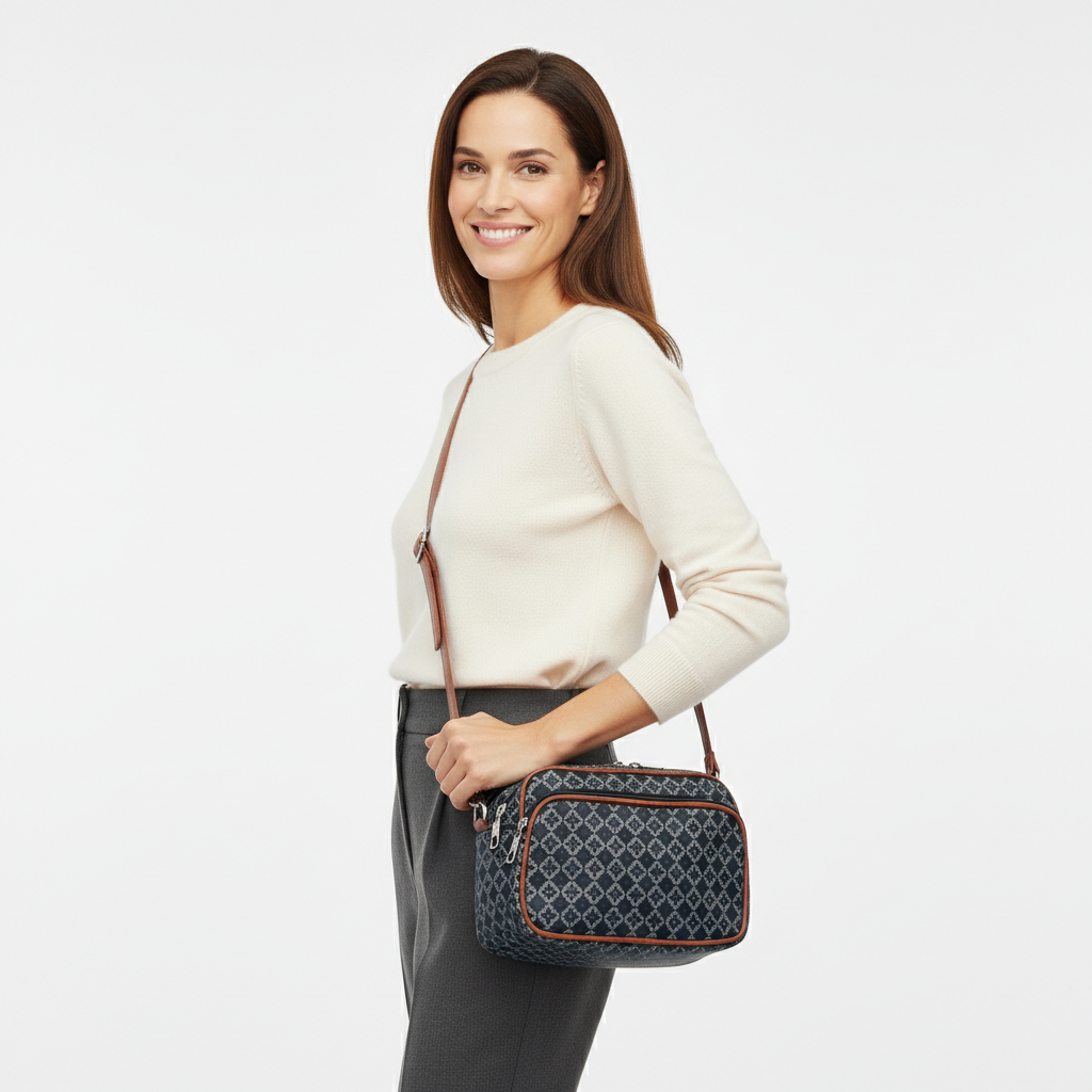 Dámska elegantná crossbody kabelka 1754-Z8-13570 čierno-hnedá