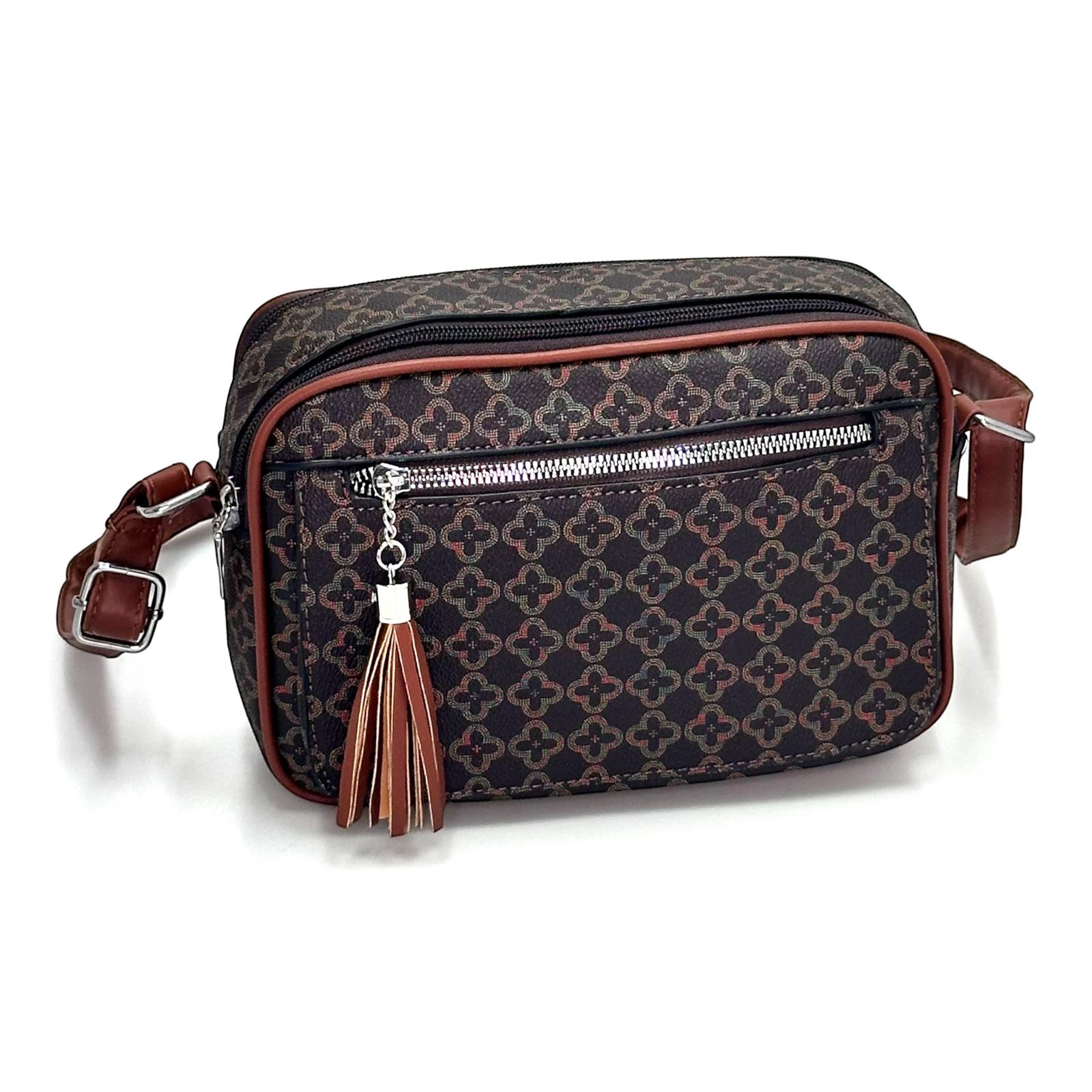 Dámska elegantná crossbody kabelka 1754-Z8-13921 hnedá