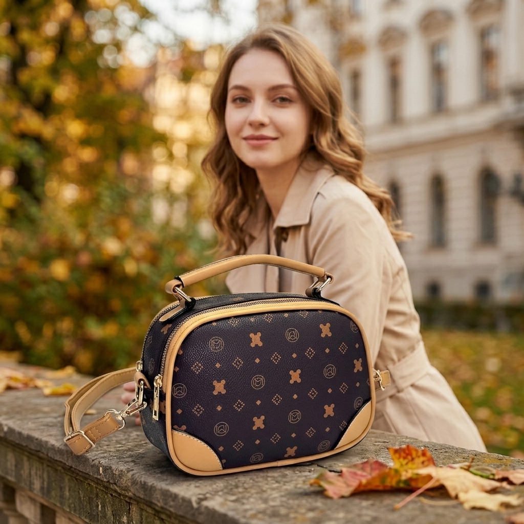 Dámska elegantná crossbody kabelka Z8-V6719 coffe - aprikot