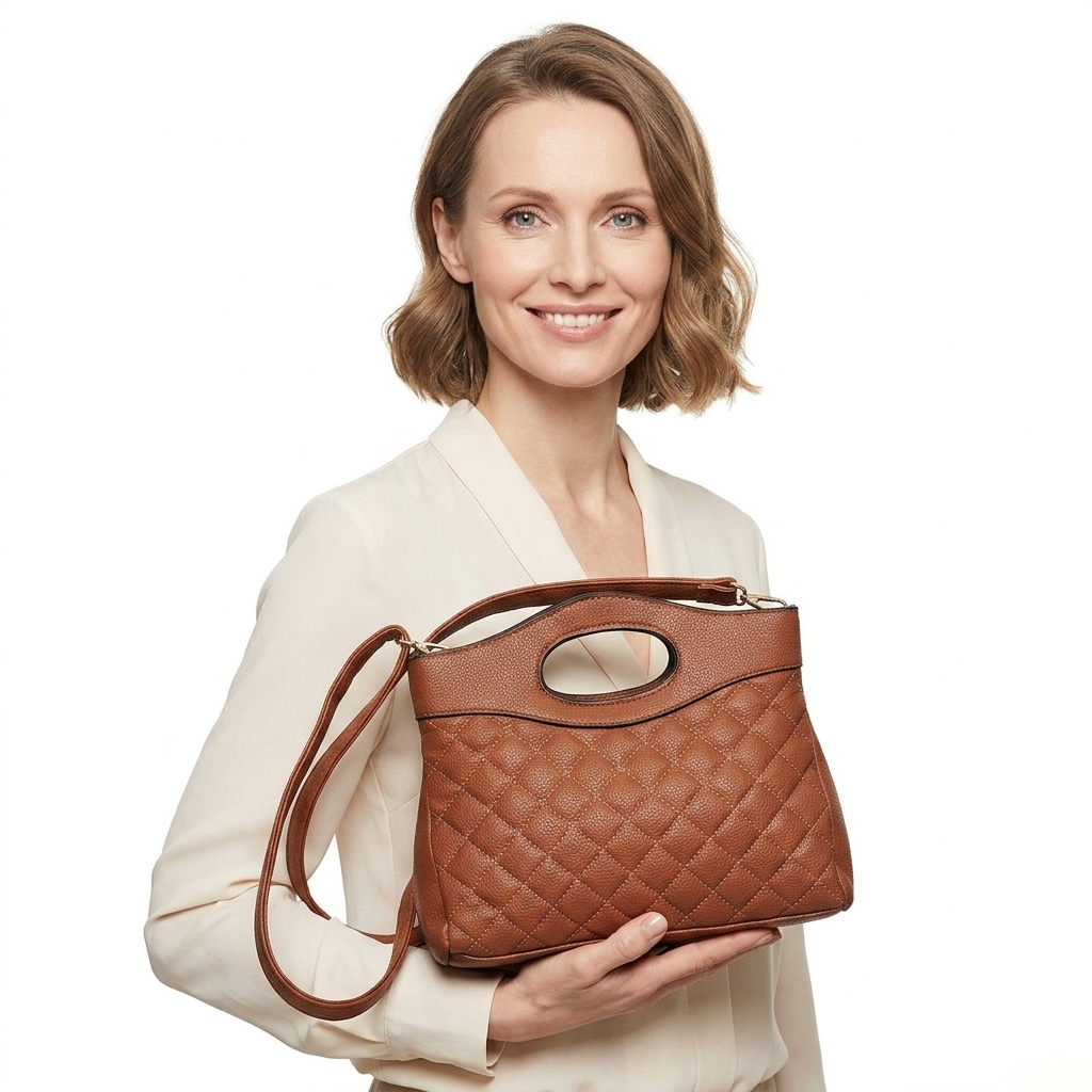 Dámska elegantná kabelka 9915 hnedá