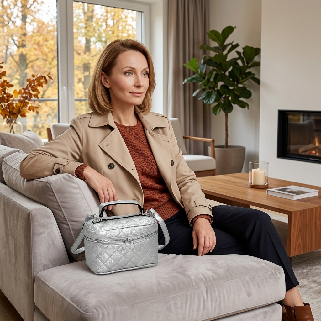 Dámska prešívaná crossbody kabelka S1337 strieborná