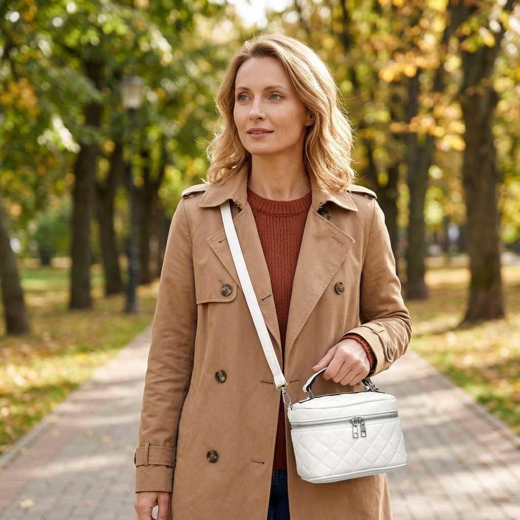 Dámska prešívaná crossbody kabelka S1337 biela