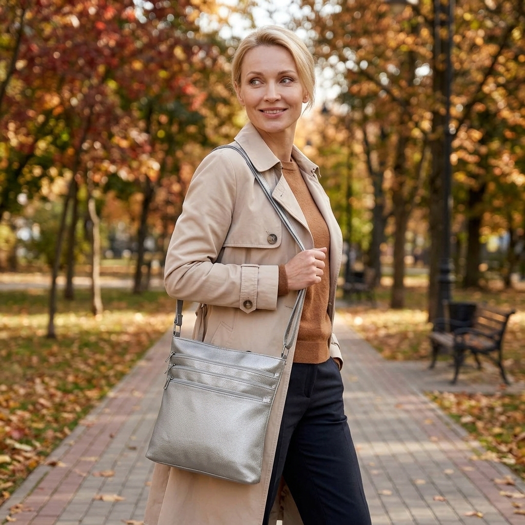 Dámska crossbody kabelka GF-0017 strieborná