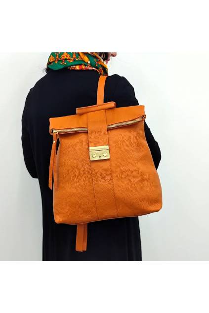 Dámský kožený batoh 5852 oranžový