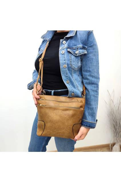 Dámská crossbody kabelka S684-S631-2 tmavě béžová