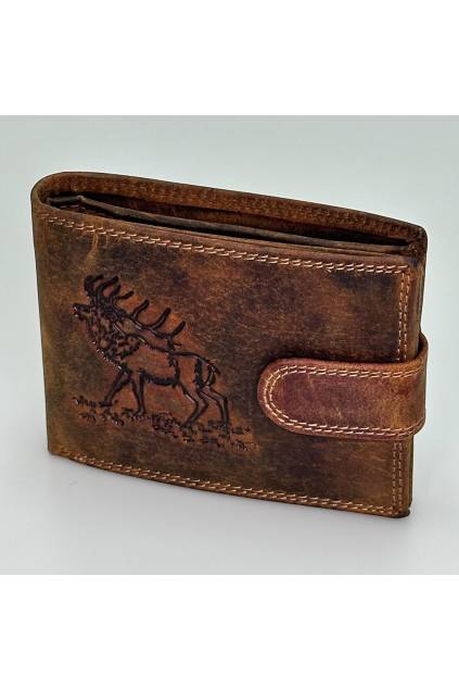 Pánská kožená peněženka s motivem jelen 2  – pravá kůže, hnědá