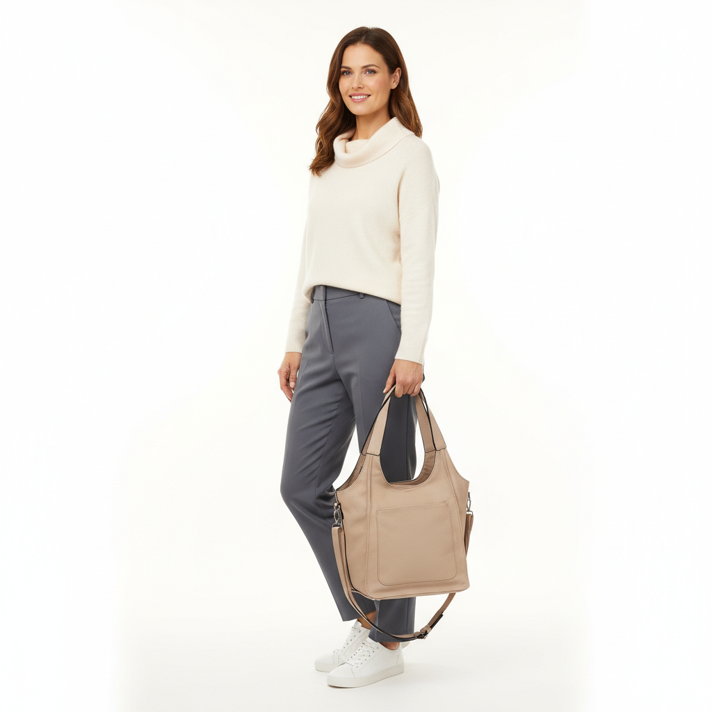 Dámská shopper kabelka 1284 tmavě béžová