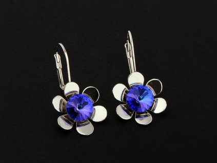 Náušnice L&S Bohemia kvet fialovo-modrý