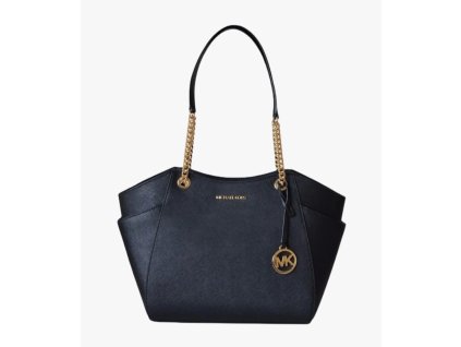 Kožená kabelka Michael Kors jet set travel chain tote modrá navy