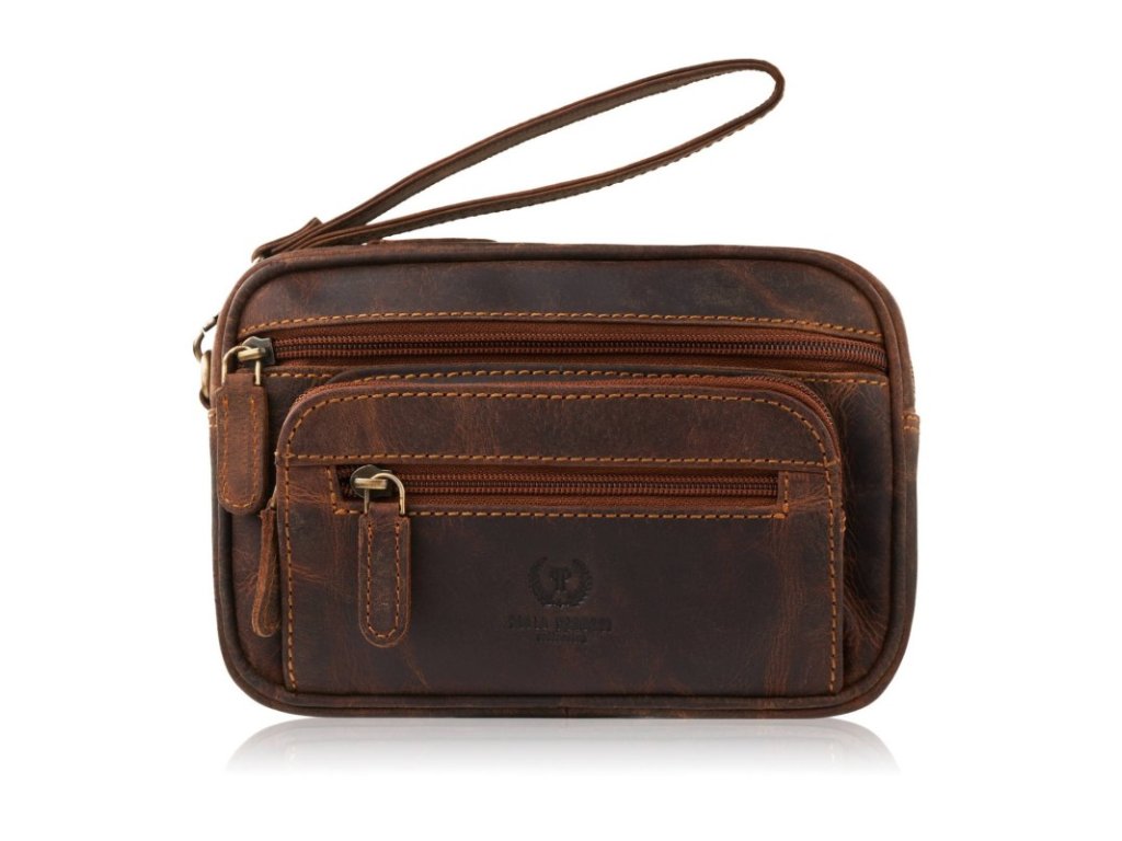 Pánská kožená etue vintage Paolo Peruzzi; hnědá