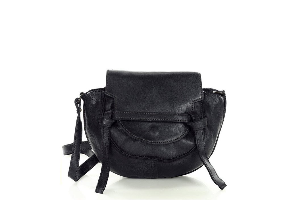Crossbody z pravé kůže Vintage styl Mazzini; černá