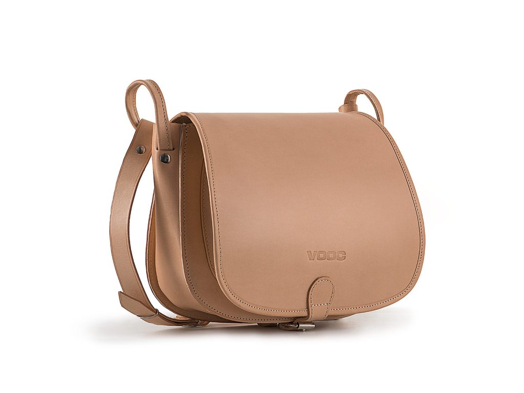 HIT! Sedlová taška z pravé kůže VOOC Vintage; béžová SKL